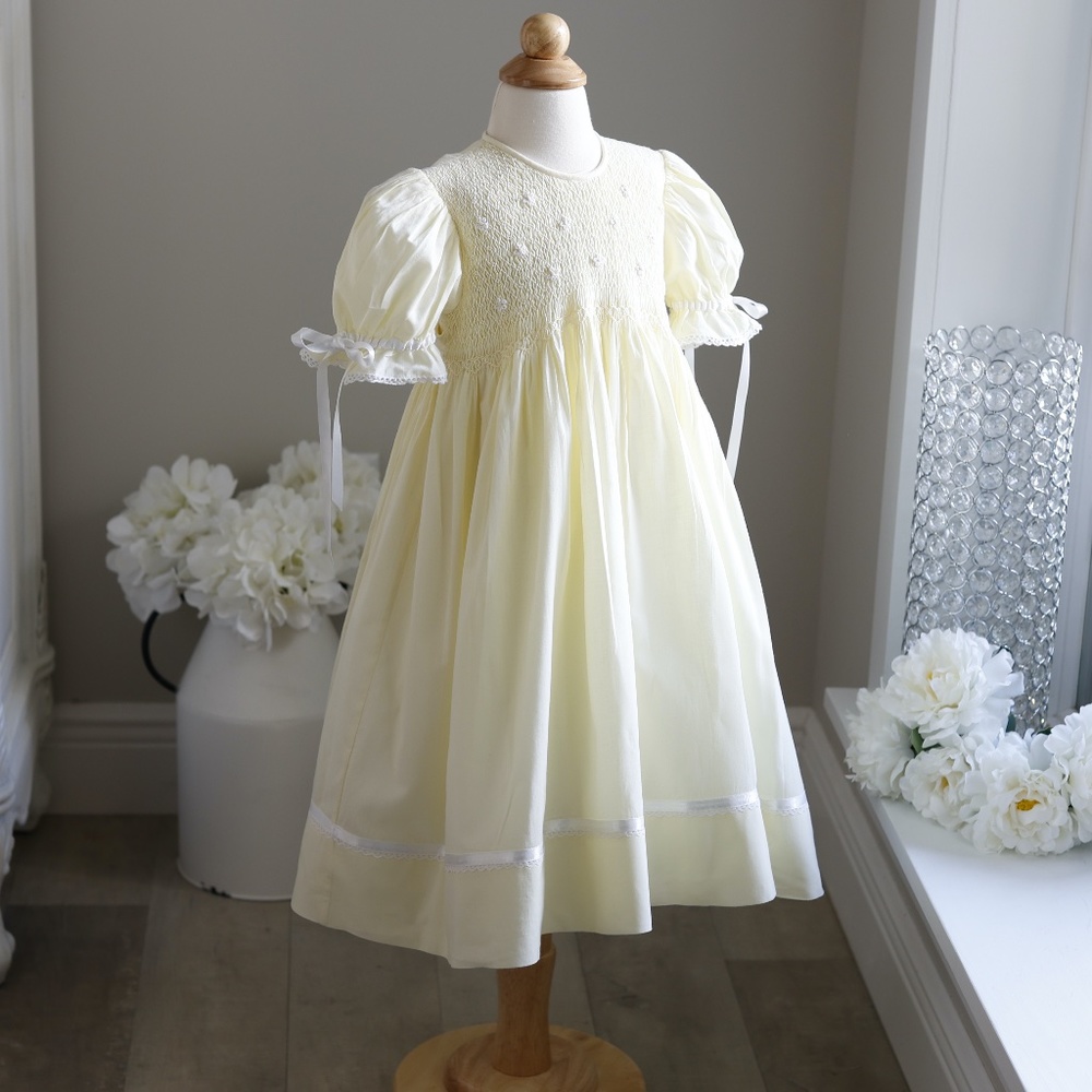 Strasburg Dress Heirloom ORIGINAL DESIGN Hand-Smocked Yellow Special Occasion